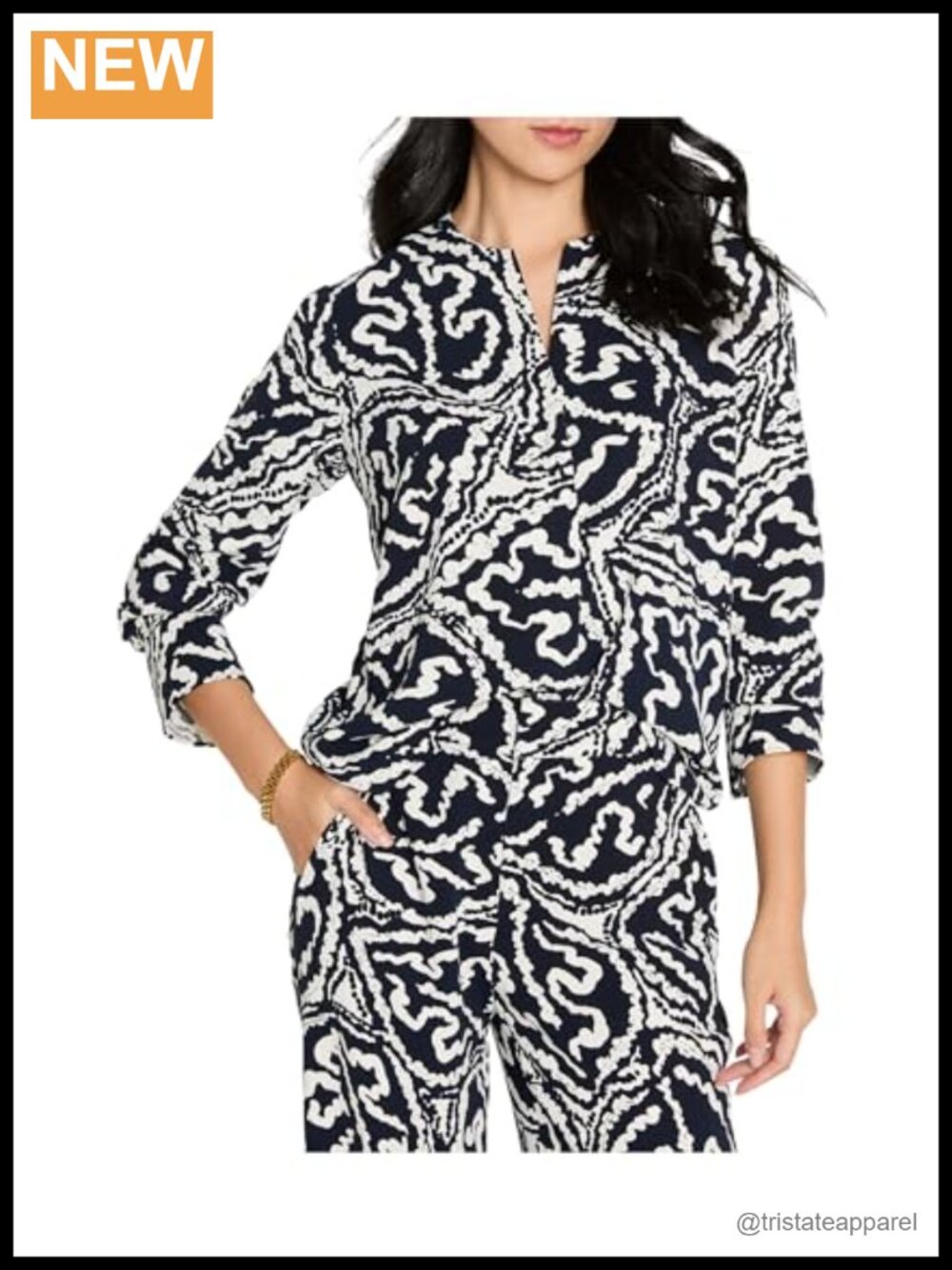 NIC+ZOE Double Crepe Top Floral Print Long Sleeve Blouse